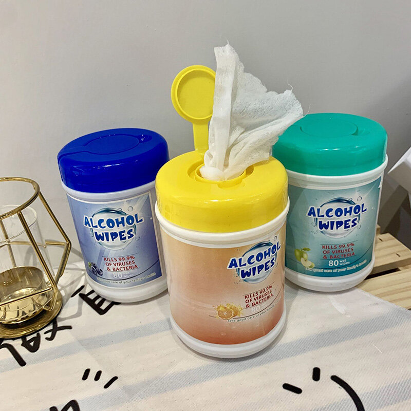 【80片裝】99.9%桶裝濕紙巾酒精濕紙巾除菌衛生濕巾抽取式桶裝消菌濕巾
